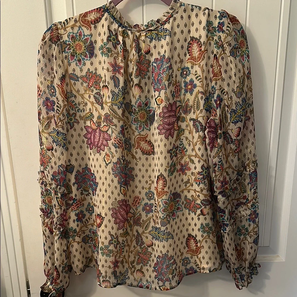 Source Unknown Pink and Red Ruffled Long Sleeve Blouse - Picture 2 of 3